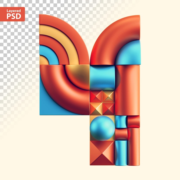 3d abstract geometric numbers