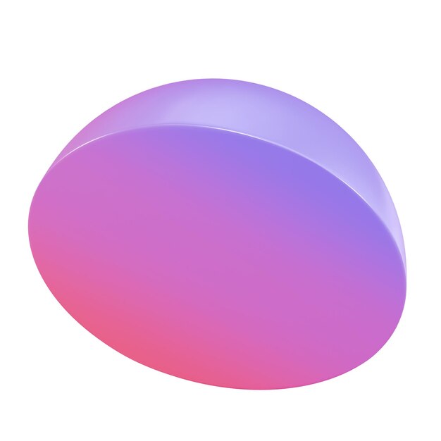 PSD 3d abstract shape semisphere random abstract geometric realistic glossy pink and lilac gradient