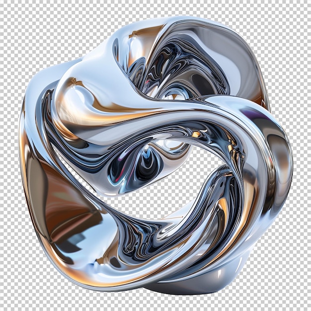 PSD 3d abstract silver shape liquid metal effect isolated in the white background