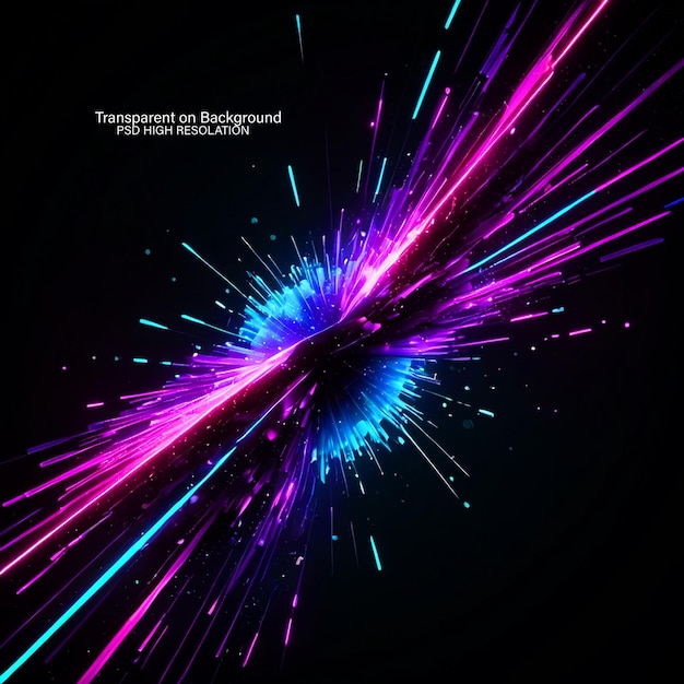 PSD 3d abstract starburst with rays of light on transparent background