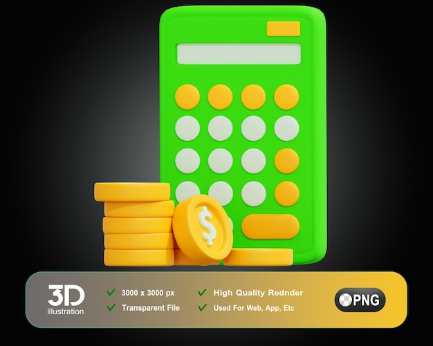 3D accounting Green Finance 3D Icon Illustrations