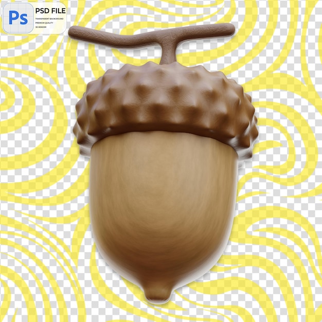 3D Acorn Nut Icon Isolated PNG Illustration PSD Template