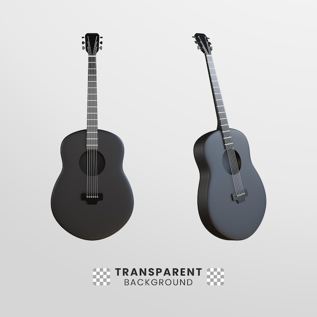 3d acoustic guitar with black color