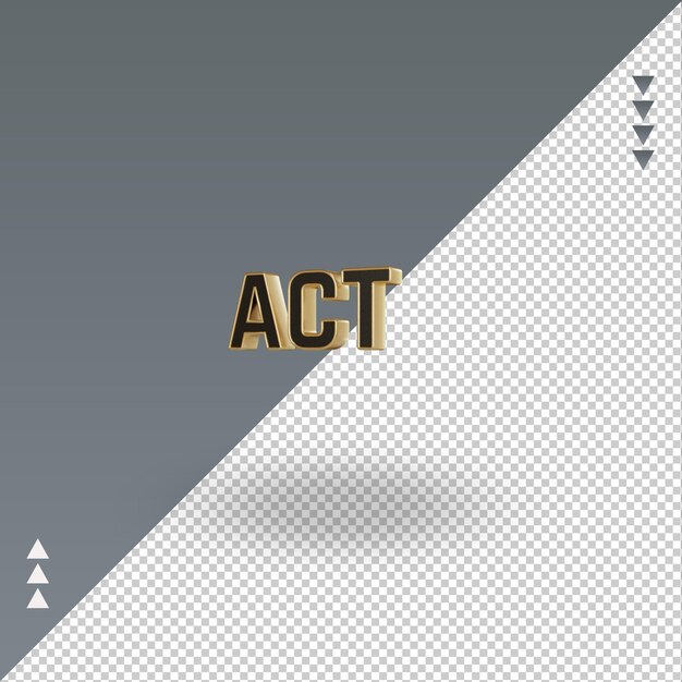 3d Act black gold icon rendering right view