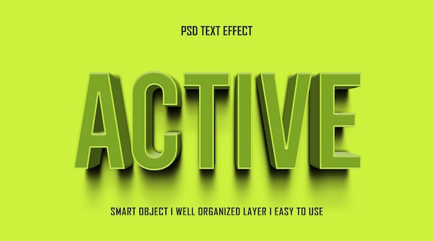 PSD 3d active editable text effect template