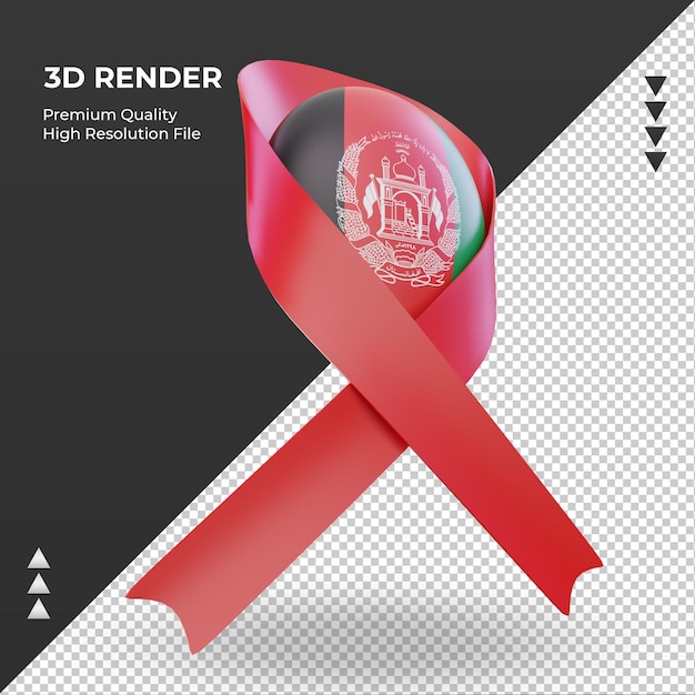 3d aids day Afghanistan flag rendering left view