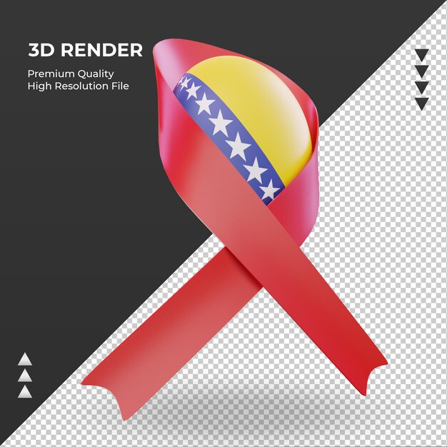 3d aids day Bosnia and Herzegovina flag rendering left view