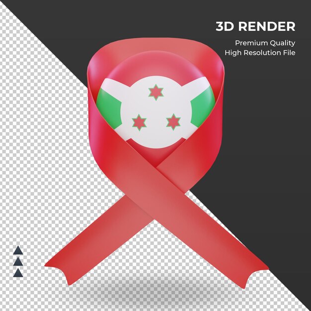 3d aids day Burundi flag rendering front view