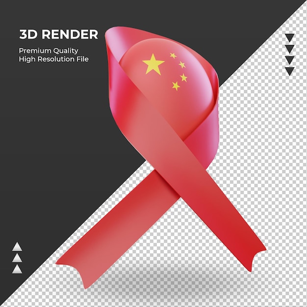 3d aids day China flag rendering left view