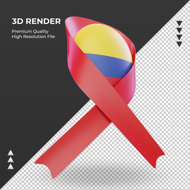 3d aids day Colombia flag rendering left view