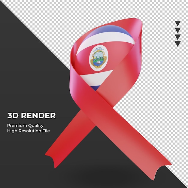 3d aids day Costa Rica flag rendering right view