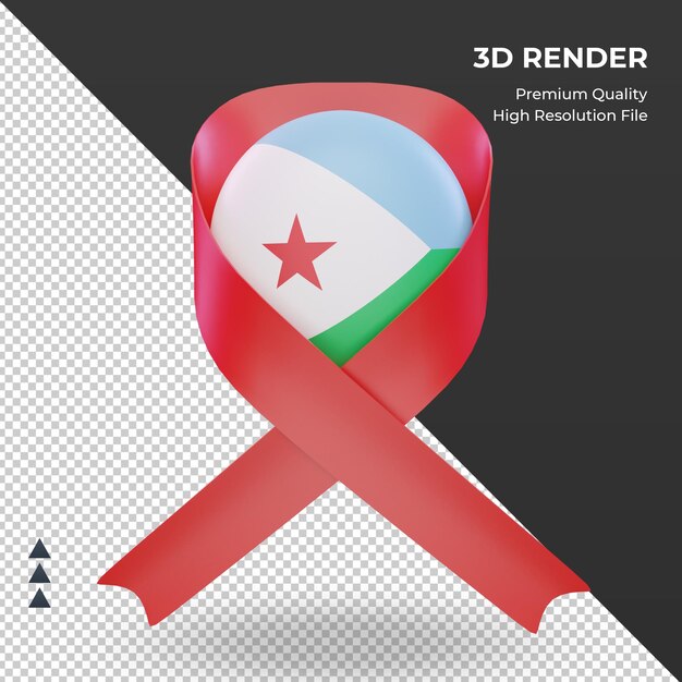 3d aids day Djibouti flag rendering front view