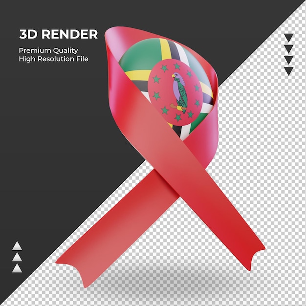 3d aids day Dominica flag rendering left view