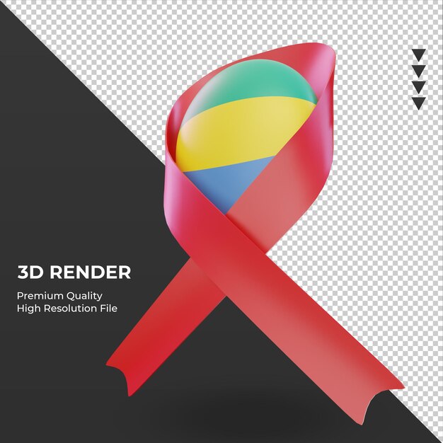 3d aids day Gabon flag rendering right view