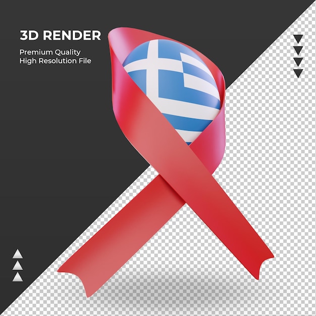 3d aids day Greece flag rendering left view