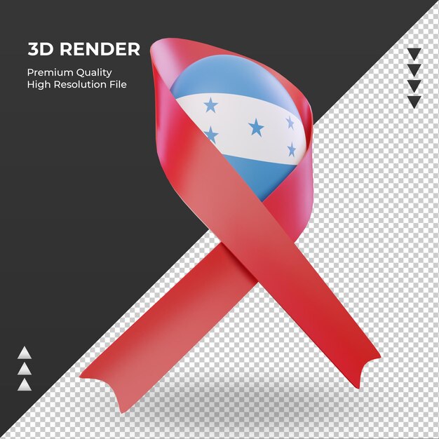 3d aids day Honduras flag rendering left view