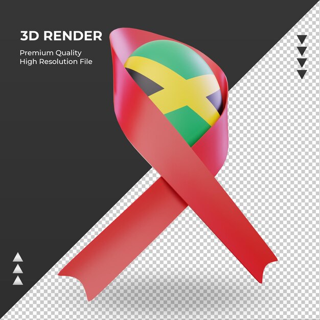 3d aids day Jamaica flag rendering left view