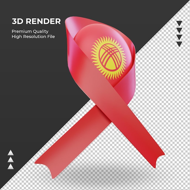 3d aids day Kyrgyzstan flag rendering left view