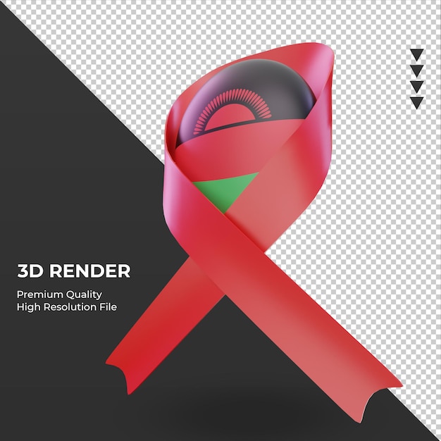 3d aids day Malawi flag rendering right view