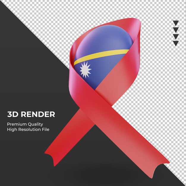 3d aids day Nauru flag rendering right view