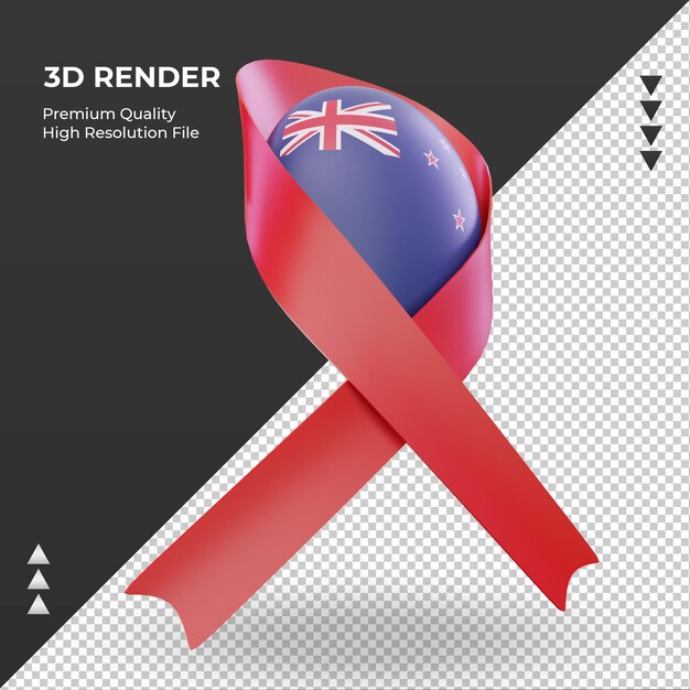 PSD 3d aids day new zealand flag rendering left view