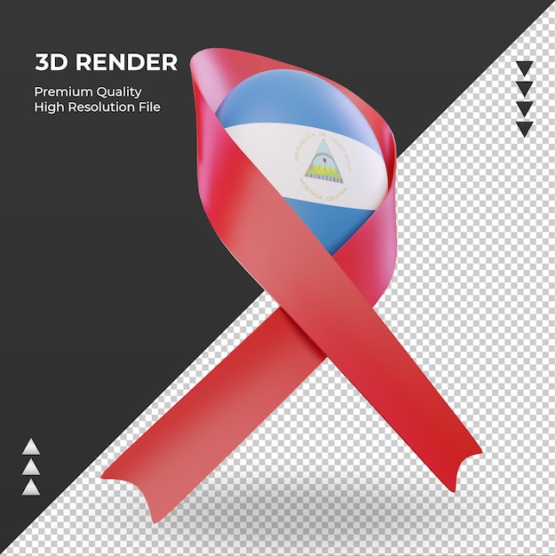 3d aids day Nicaragua flag rendering left view