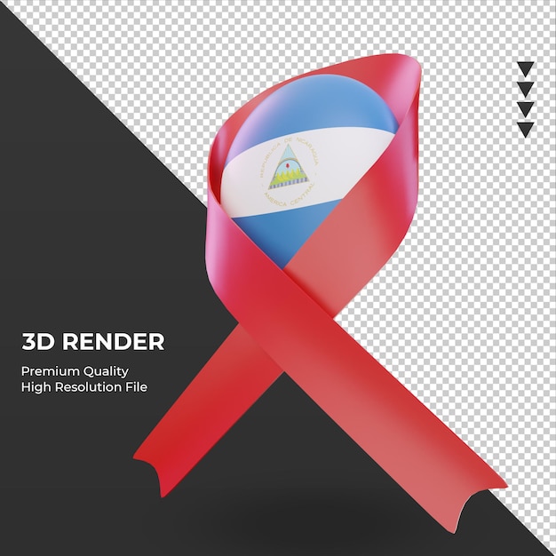 3d aids day Nicaragua flag rendering right view