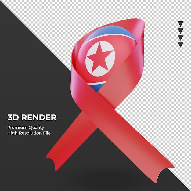 PSD 3d aids day north korea flag rendering right view