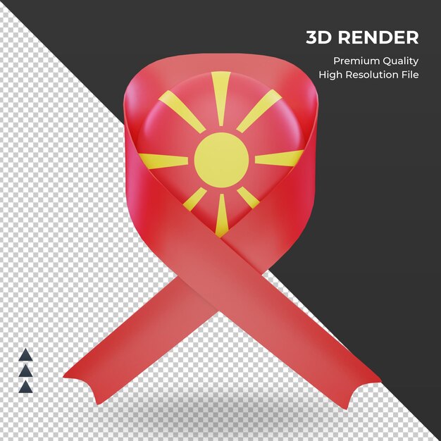 3d aids day North Macedonia flag rendering front view