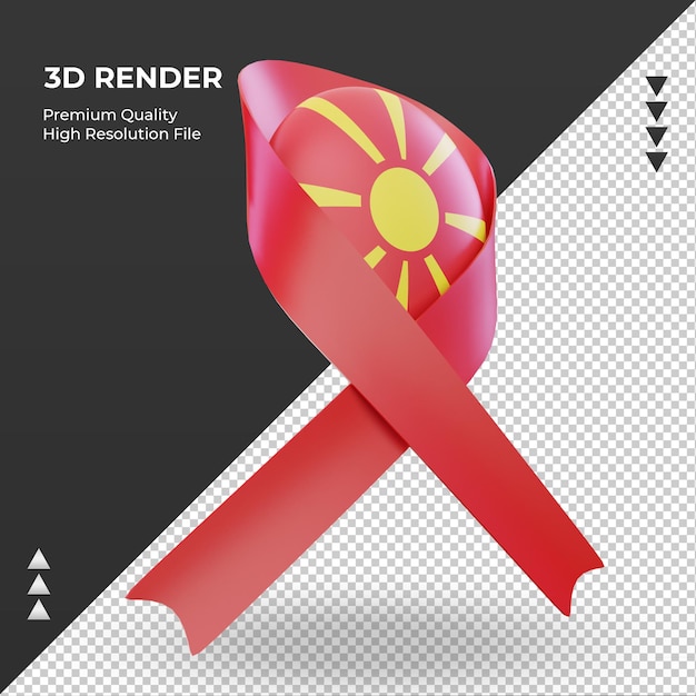 3d aids day North Macedonia flag rendering left view