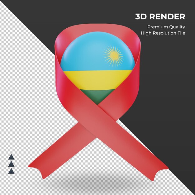 3d aids day Rwanda flag rendering front view