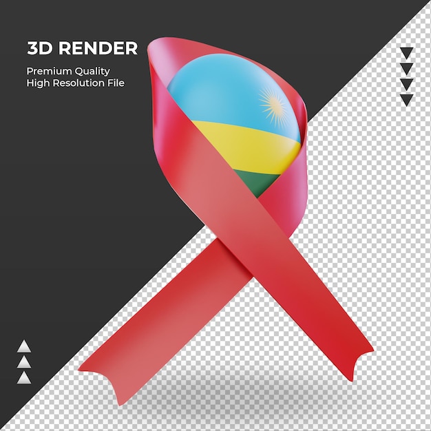 3d aids day Rwanda flag rendering left view