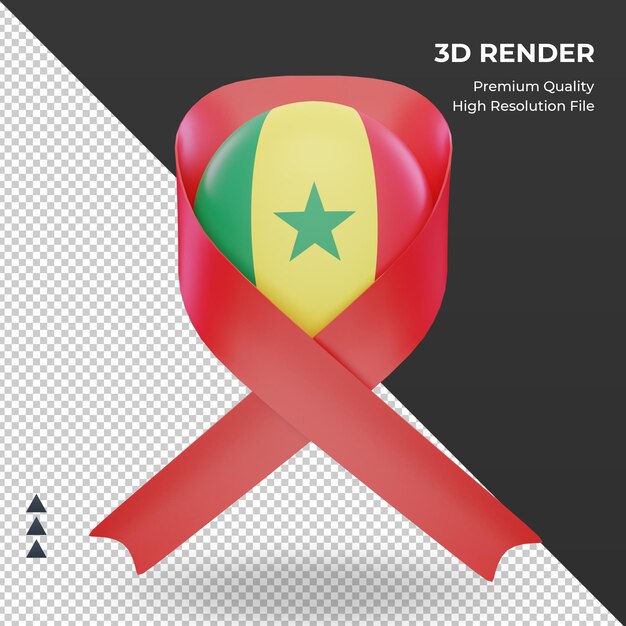 3d aids day Senegal flag rendering front view