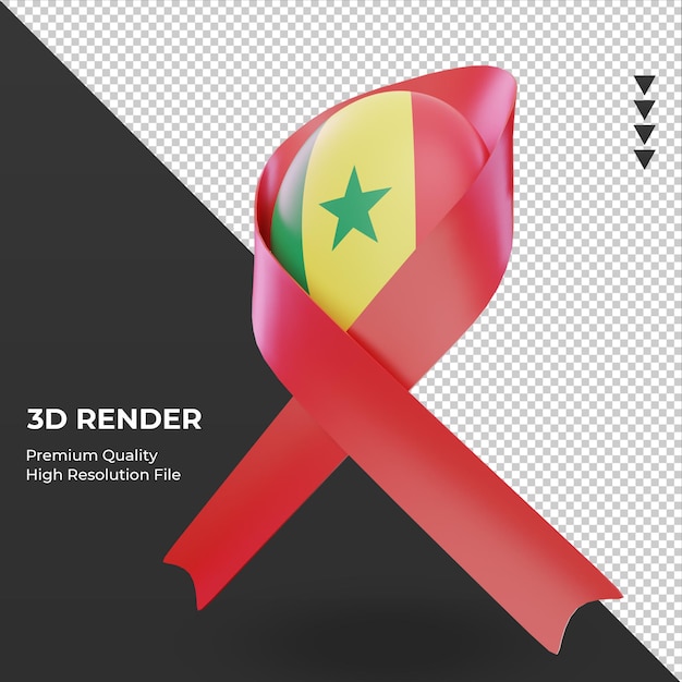 3d aids day Senegal flag rendering right view