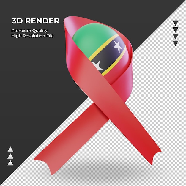 3d aids day St Kitts and Nevis flag rendering left view