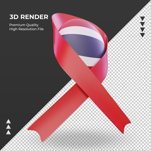 3d aids day Thailand flag rendering left view