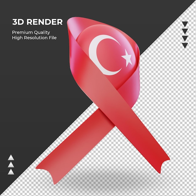 3d aids day Turkey flag rendering left view