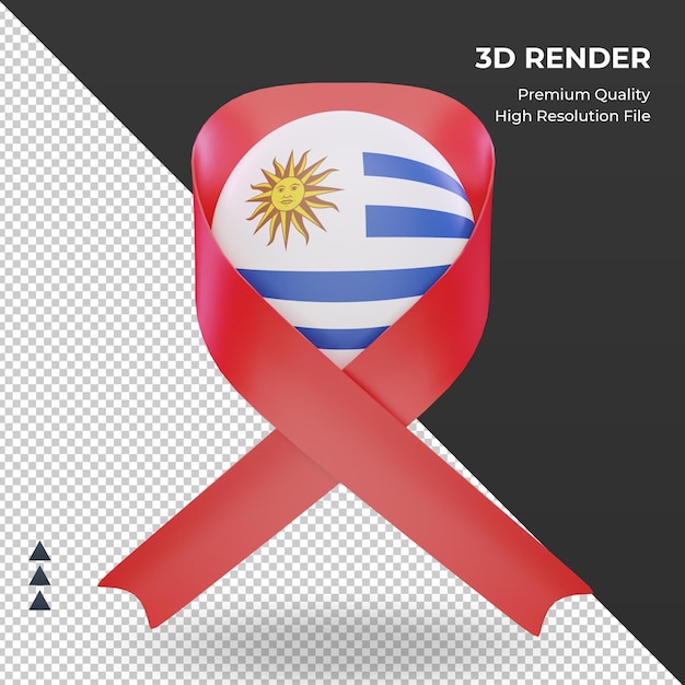 3d aids day Uruguay flag rendering front view