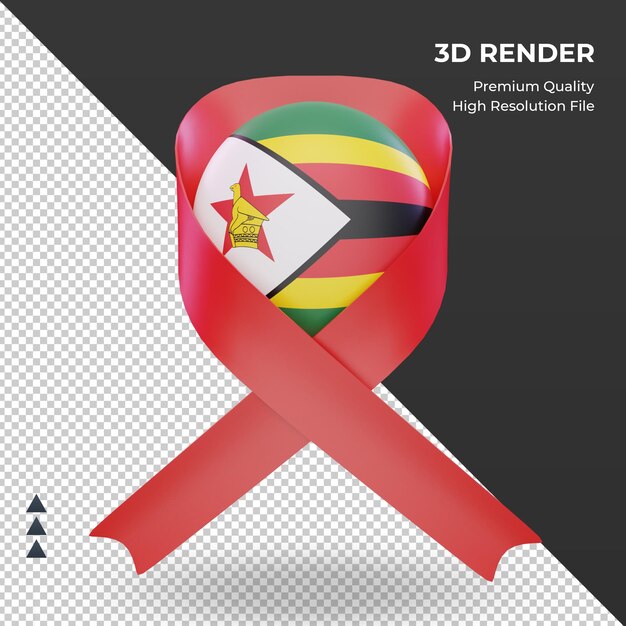 3d aids day Zimbabwe flag rendering front view