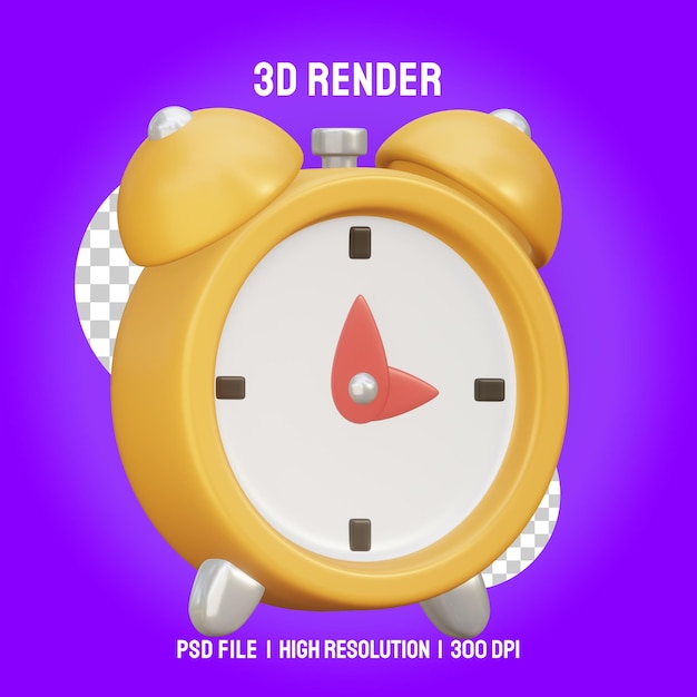 3d alarm clock illustration isolated