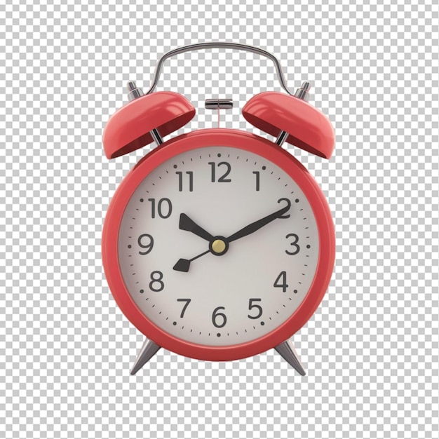 3d alarm clock isolated on transparent background