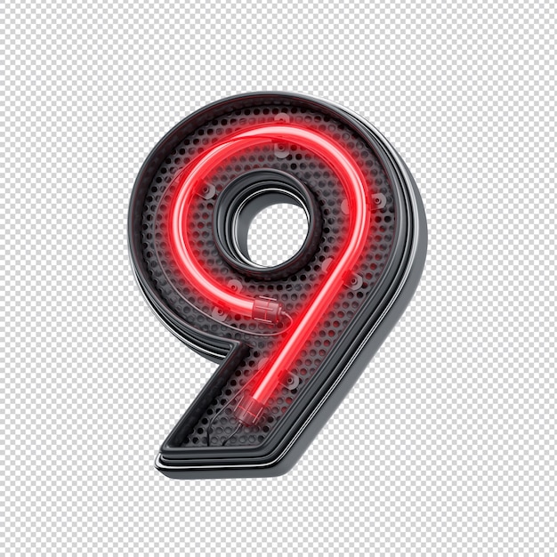 3d alphabet for black friday number nine neon