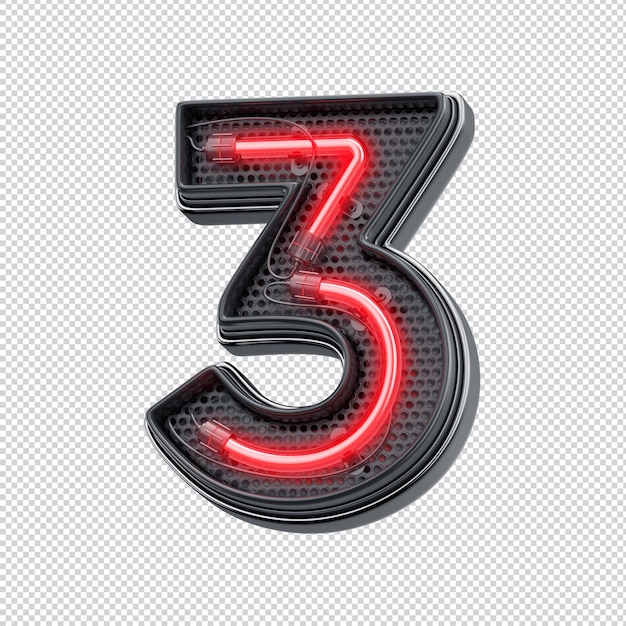 3d alphabet for black friday number three neon