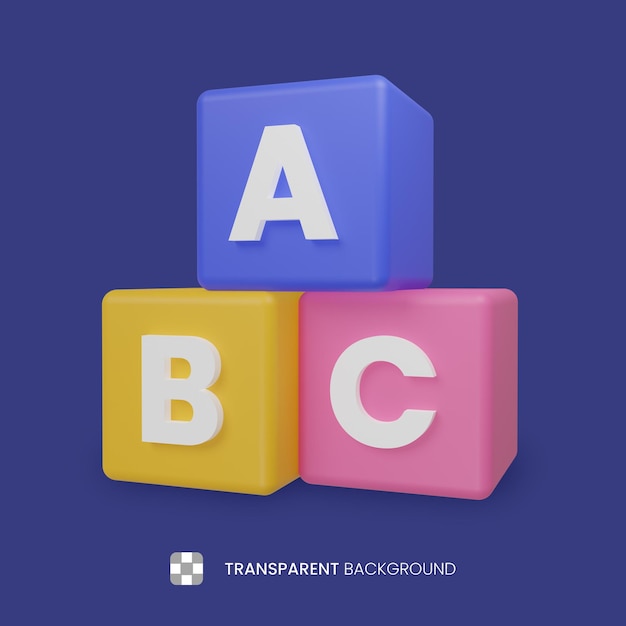 3D Alphabet Blocks Illustration