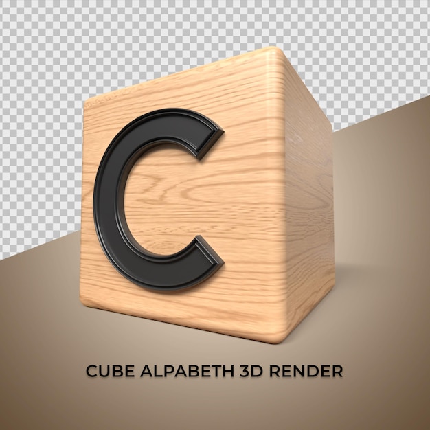 3D alphabet C cube wood wooden for business