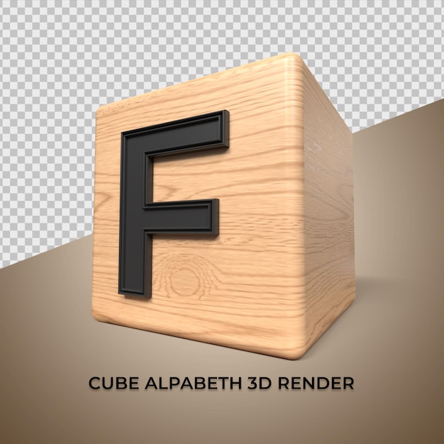 3D alphabet F cube wood wooden for business