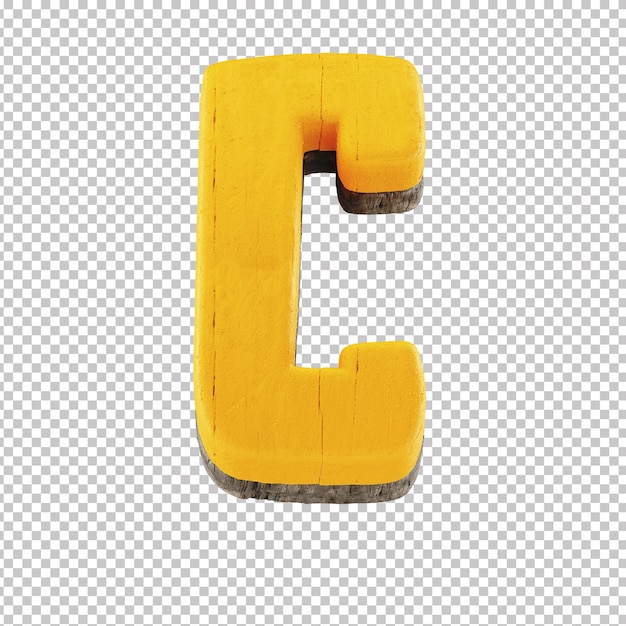 3d alphabet letter c with wooden texture and transparent background festa junina brazil