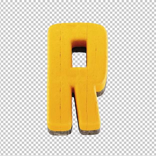 3d alphabet letter r with wooden texture and transparent background festa junina brazil