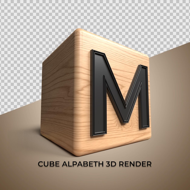 3D alphabet M cube wood wooden for business