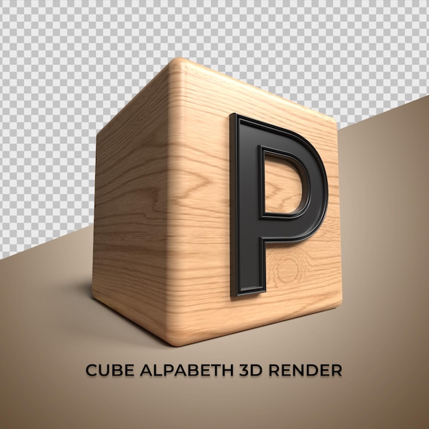 3D alphabet P cube wood wooden for business